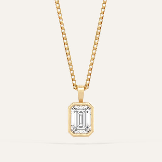 18k Gold Emerald Bezel Lab Diamond Pendant