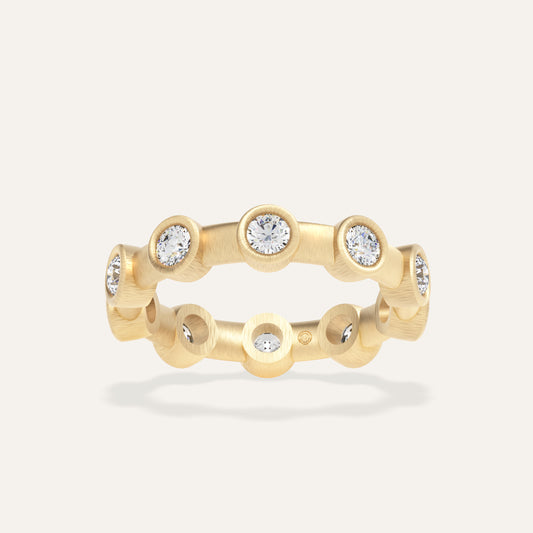 18k Gold Round Bezel Lab Diamond Eternity Ring