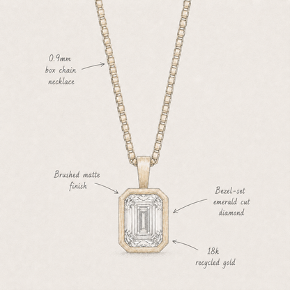 18k Gold Emerald Bezel Lab Diamond Pendant