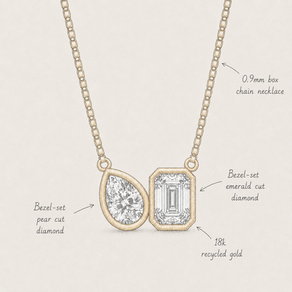 18k Gold Emerald & Pear Lab Diamond Pendant