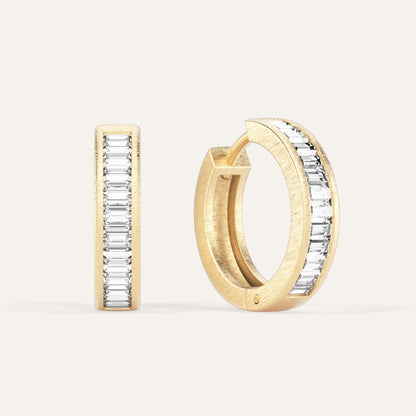 18k Gold Baguette Lab Diamond Hoop Earrings