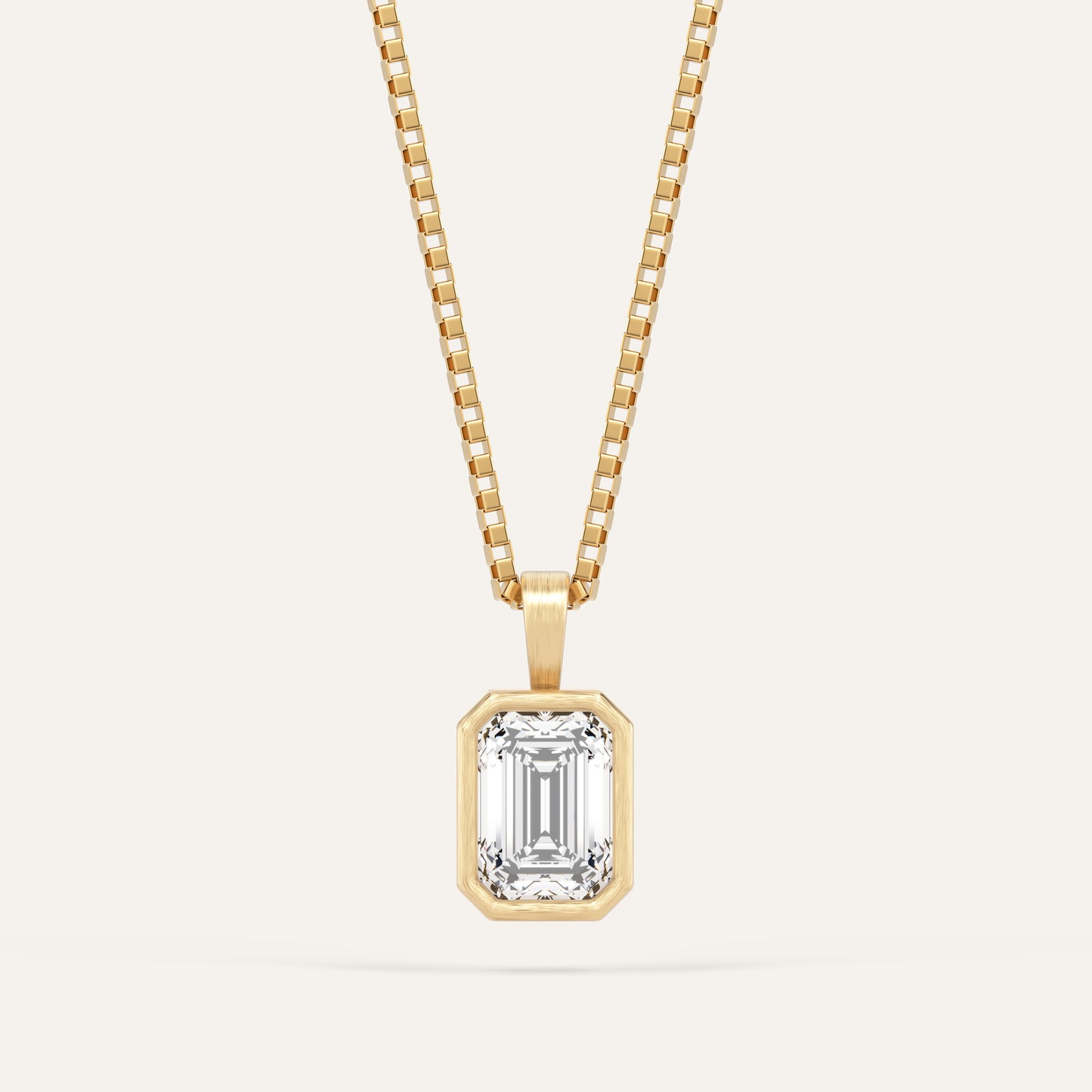 18k Gold Emerald Bezel Lab Diamond Pendant