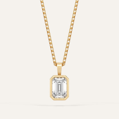 18k Gold Emerald Bezel Lab Diamond Pendant