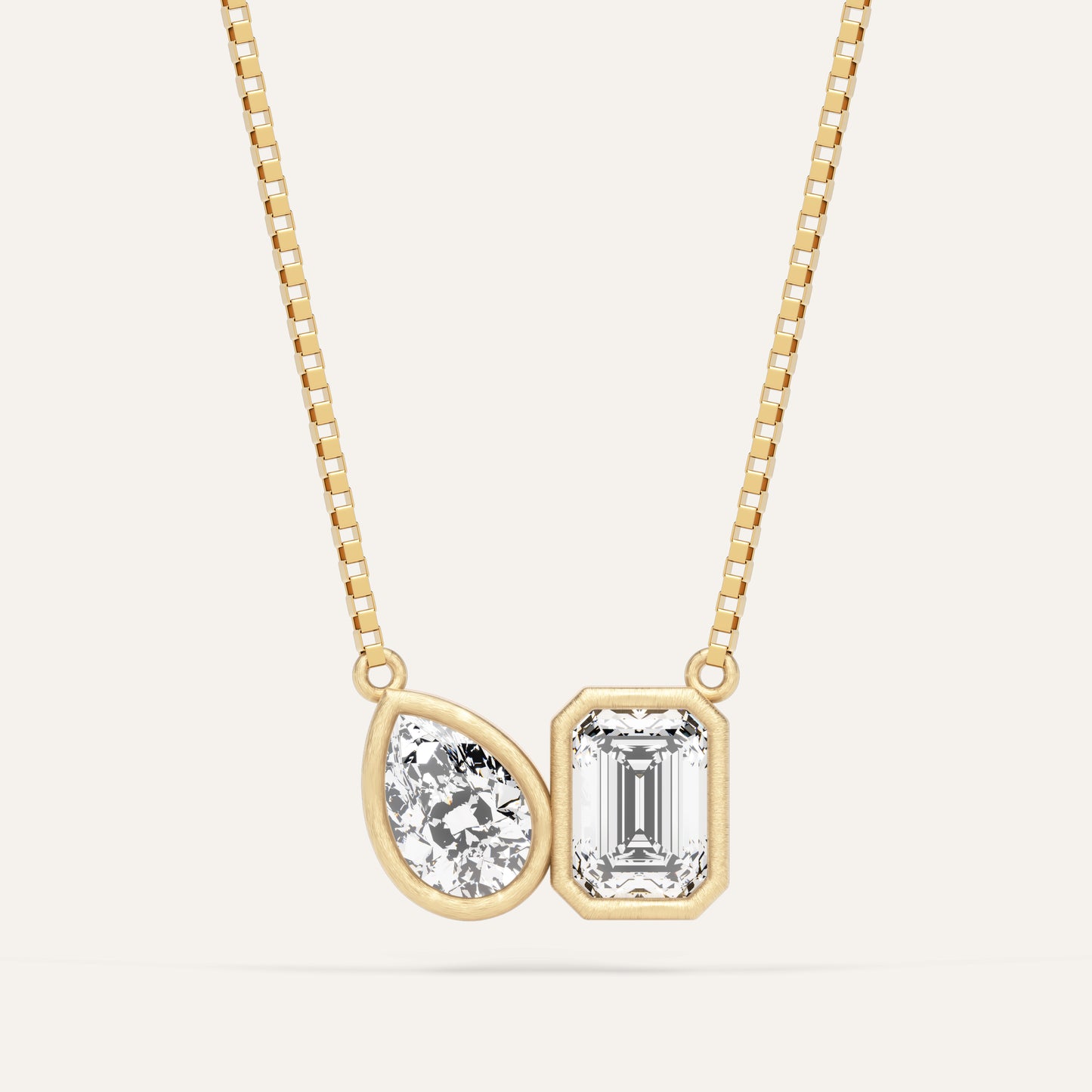 18k Gold Emerald & Pear Lab Diamond Pendant