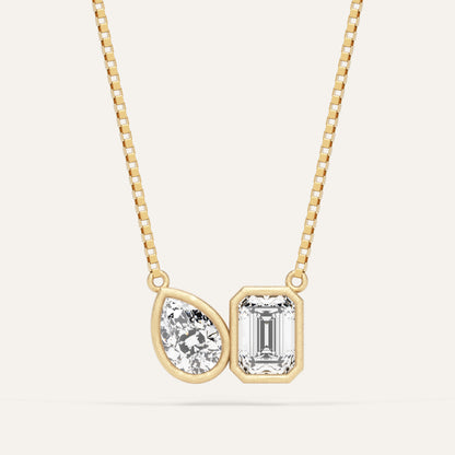 18k Gold Emerald & Pear Lab Diamond Pendant