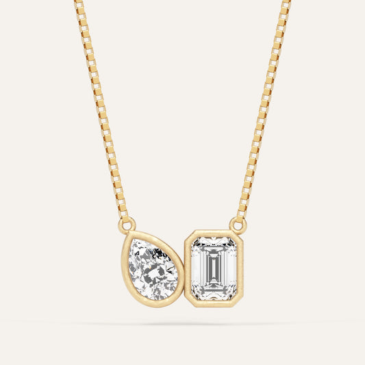 18k Gold Emerald & Pear Lab Diamond Pendant