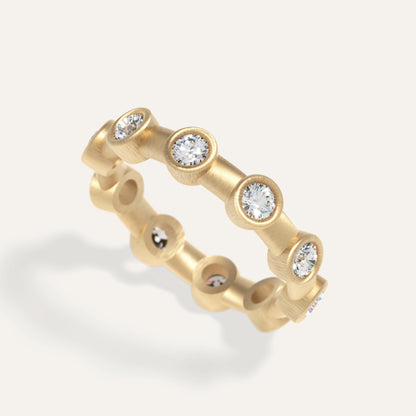 18k Gold Round Bezel Lab Diamond Eternity Ring
