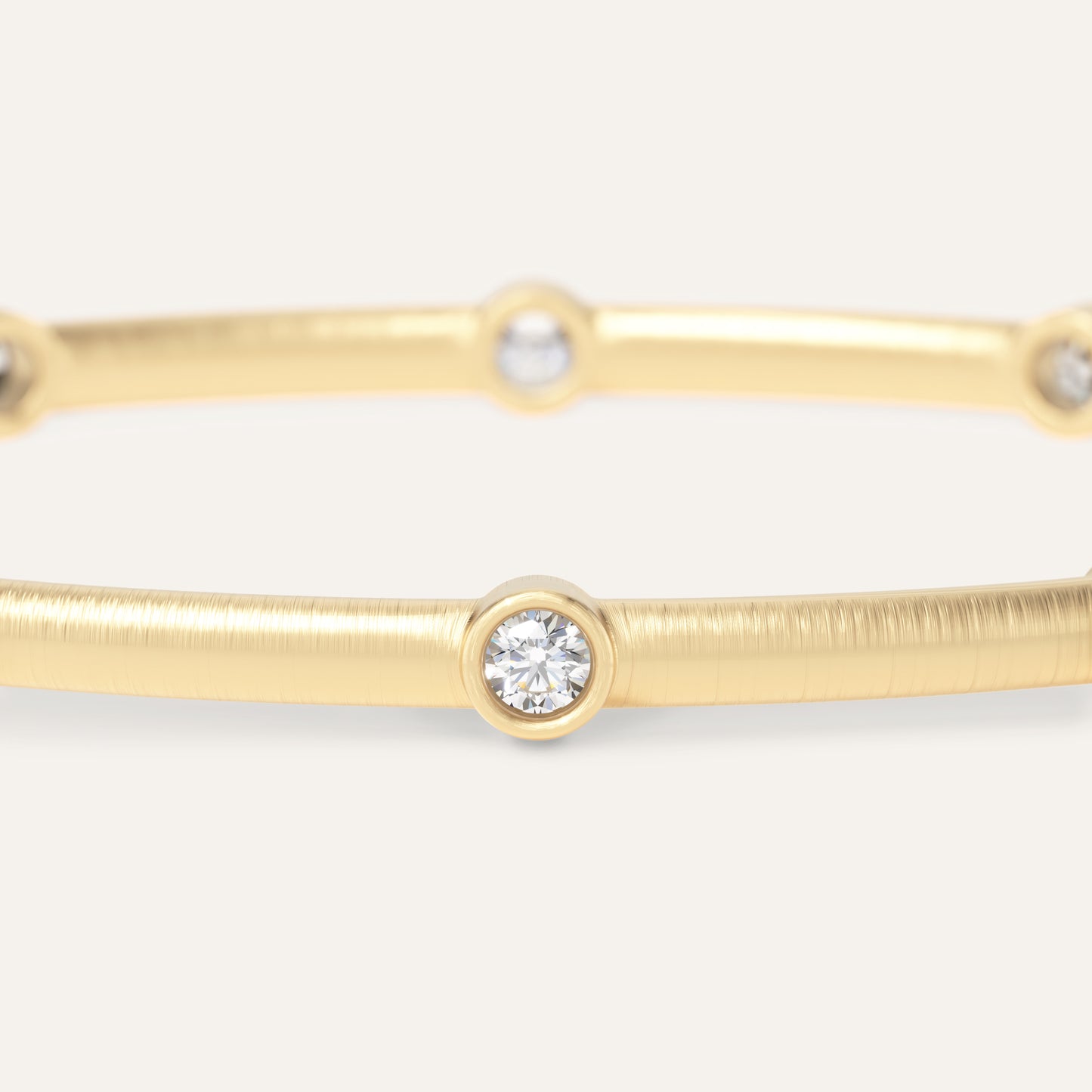 18k Gold Lab Diamond Station Bangle