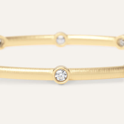 18k Gold Lab Diamond Station Bangle