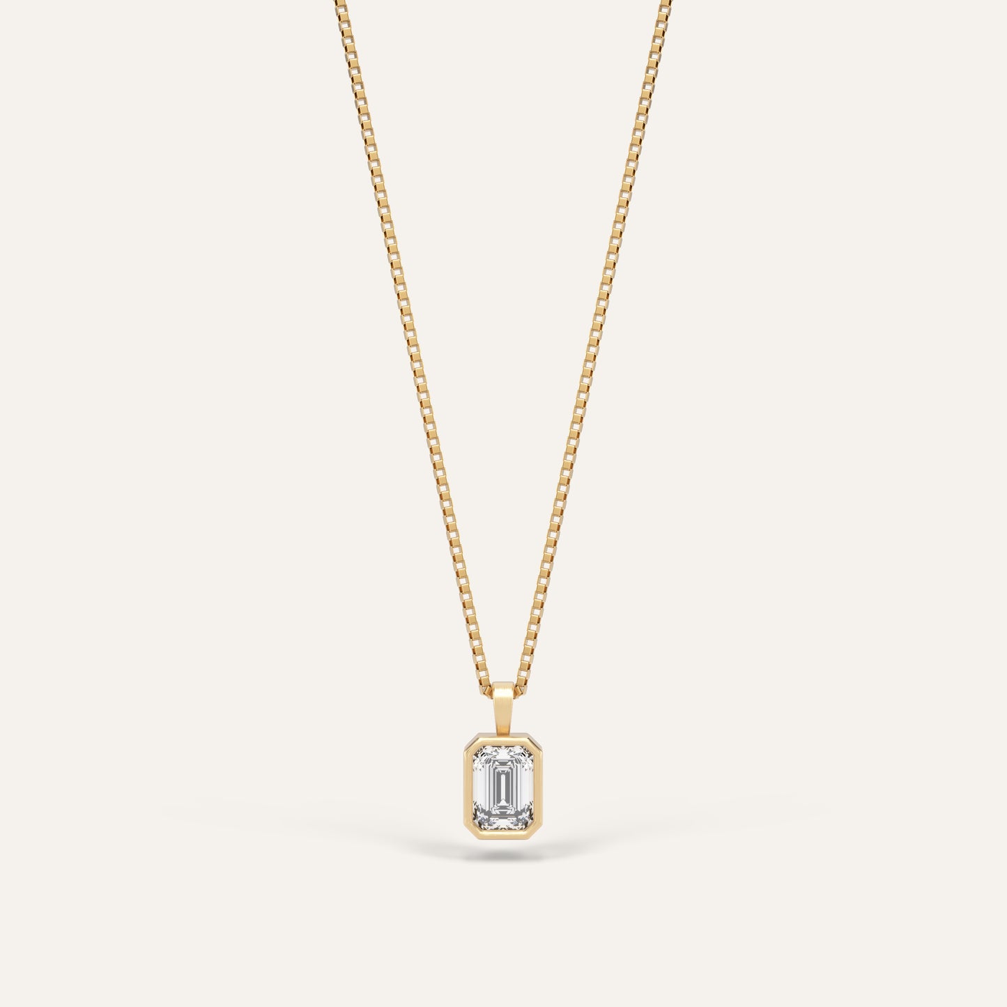 18k Gold Emerald Bezel Lab Diamond Pendant