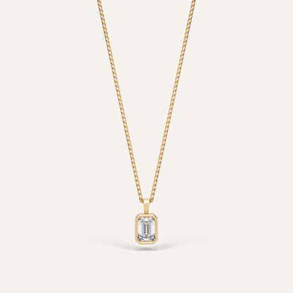 18k Gold Emerald Bezel Lab Diamond Pendant