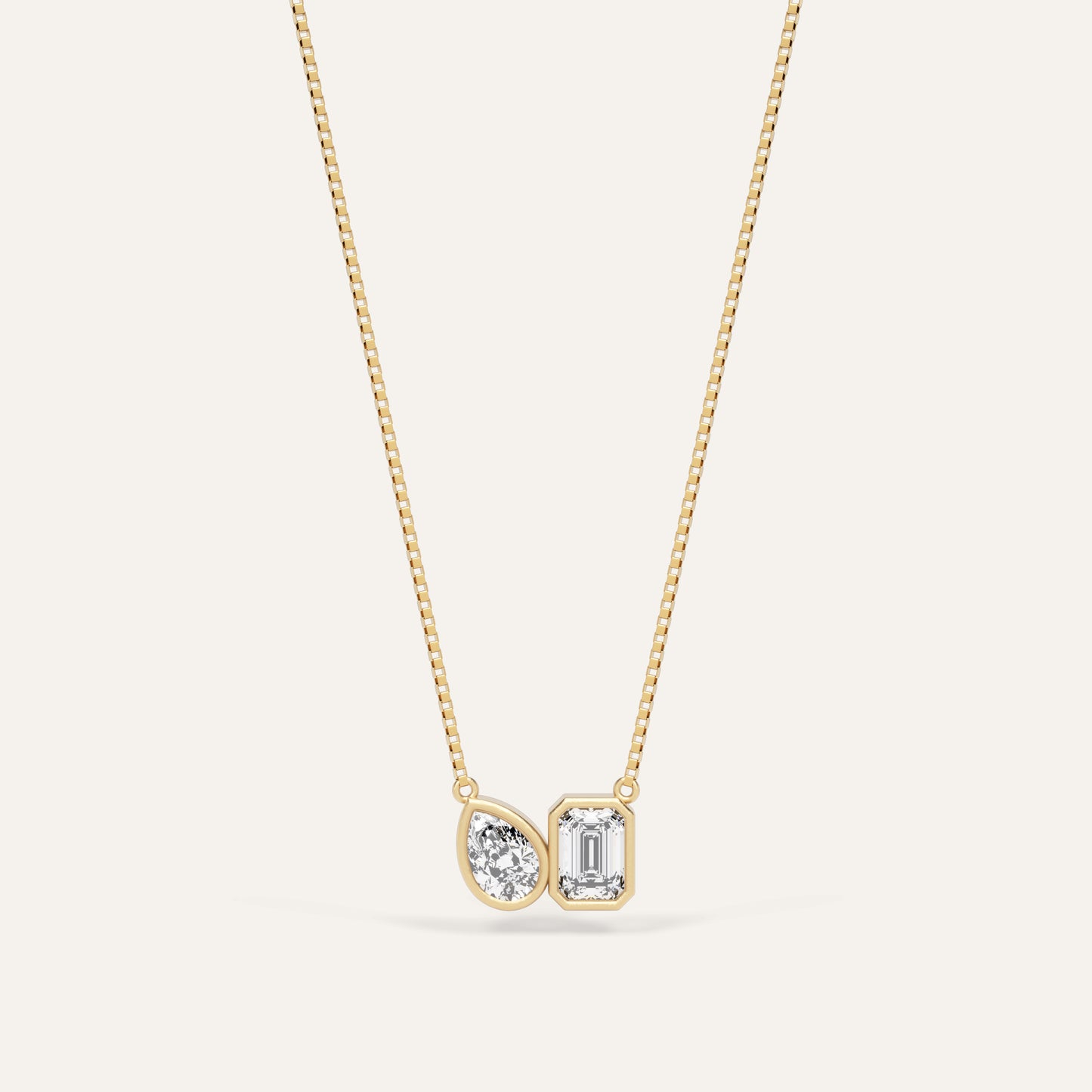 18k Gold Emerald & Pear Lab Diamond Pendant