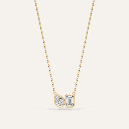 18k Gold Emerald & Pear Lab Diamond Pendant