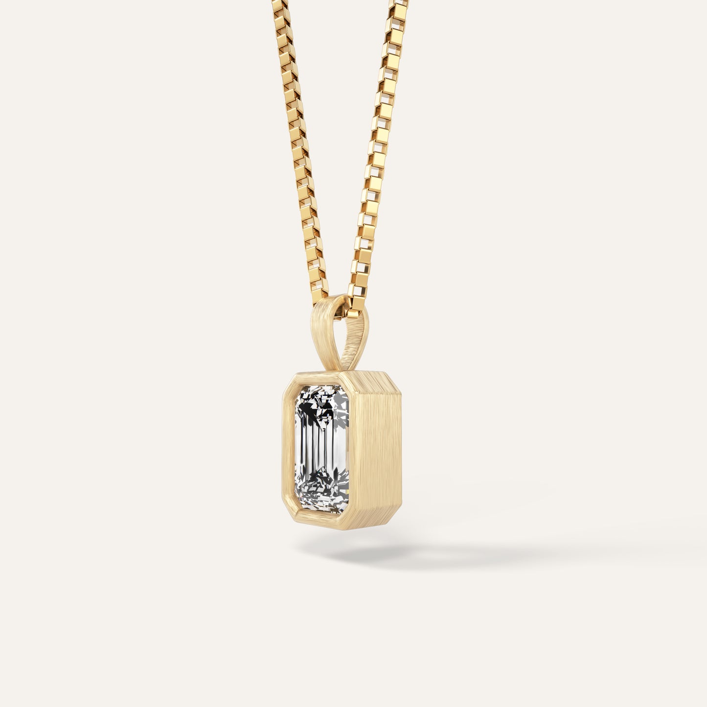 18k Gold Emerald Bezel Lab Diamond Pendant