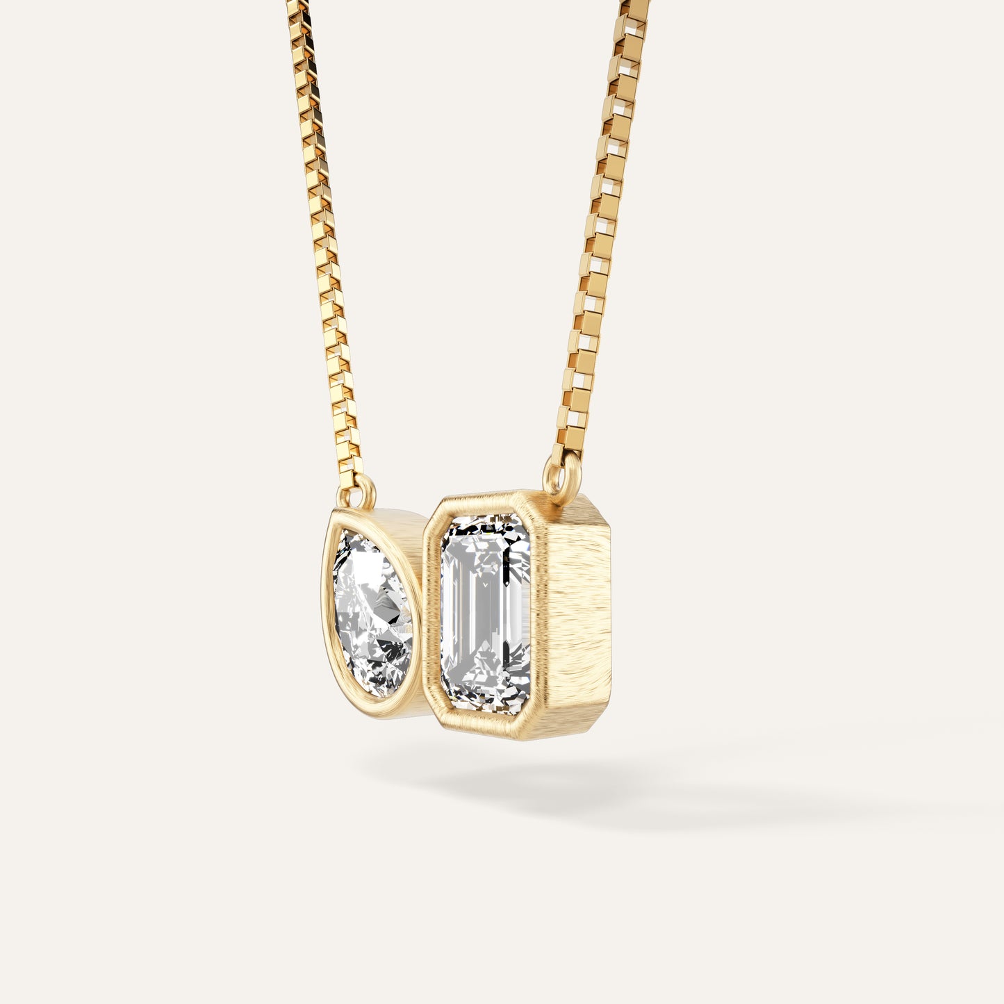 18k Gold Emerald & Pear Lab Diamond Pendant