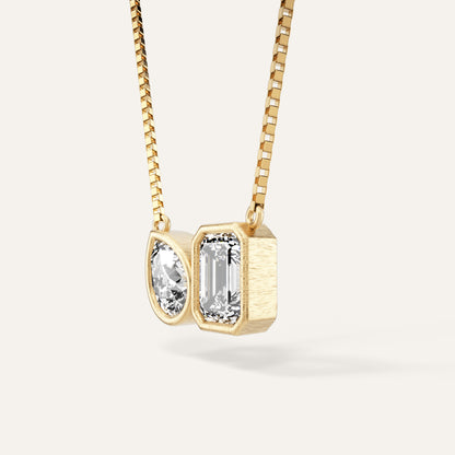 18k Gold Emerald & Pear Lab Diamond Pendant