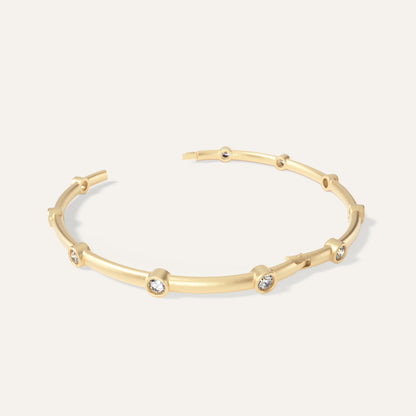 18k Gold Lab Diamond Station Bangle