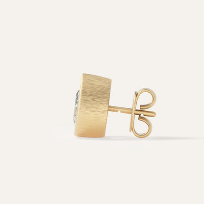 18k Gold Pear Bezel Lab Diamond Stud Earrings