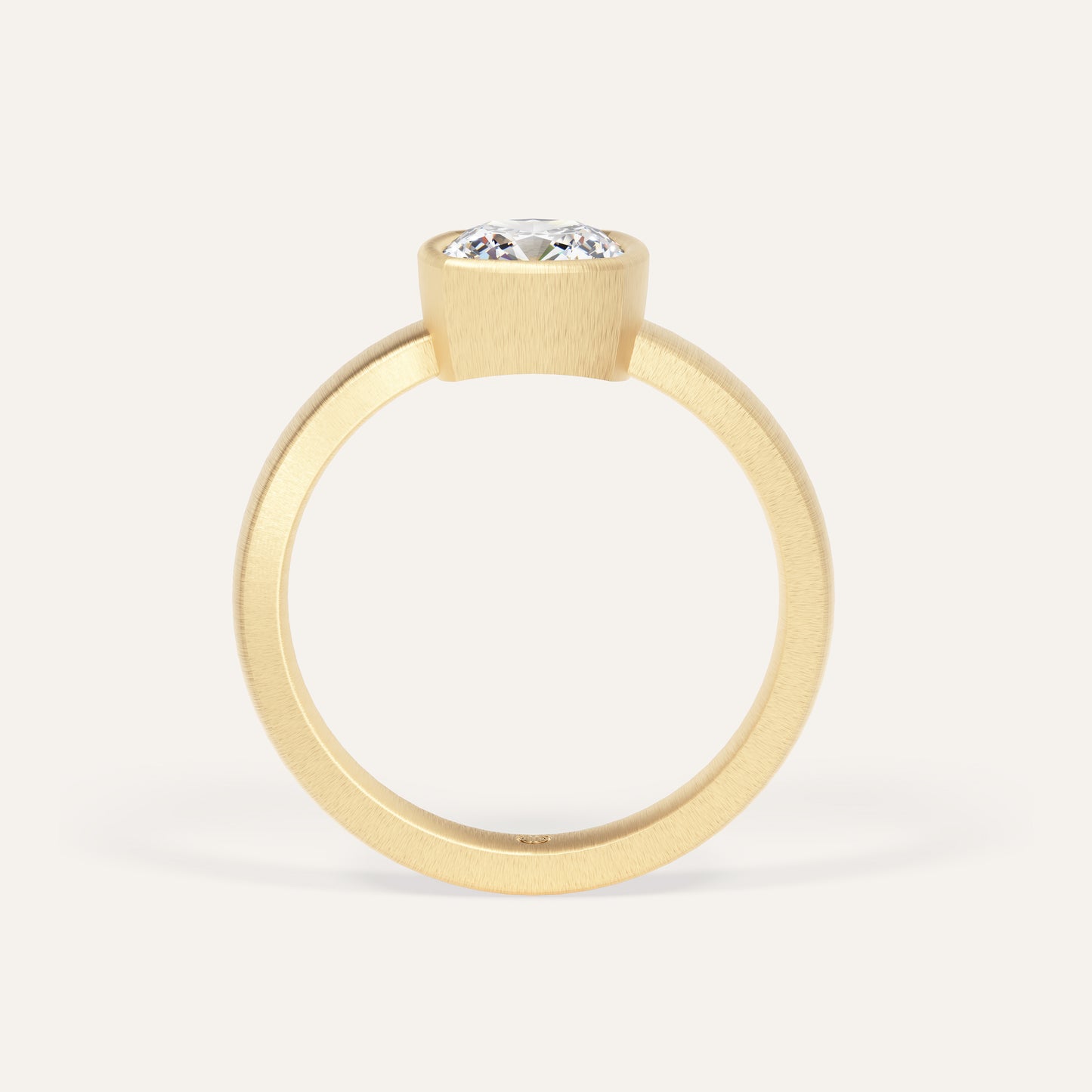 18k Gold Matte Cushion Bezel Lab Diamond Ring