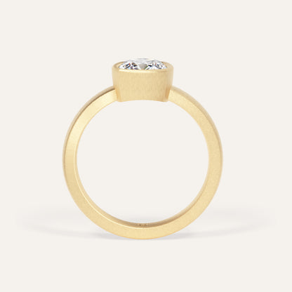 18k Gold Matte Cushion Bezel Lab Diamond Ring