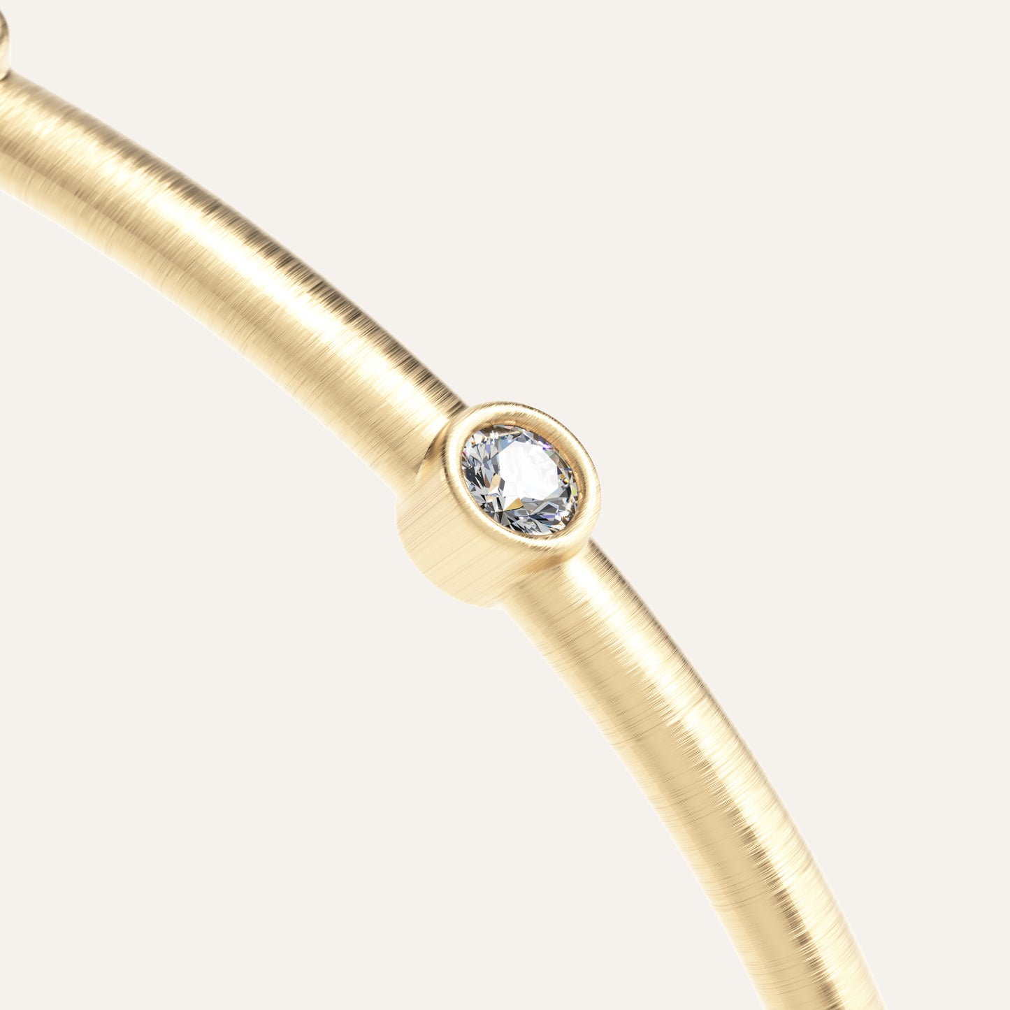 18k Gold Lab Diamond Station Bangle