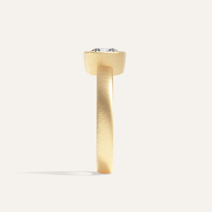 18k Gold Matte Cushion Bezel Lab Diamond Ring