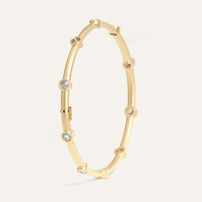 18k Gold Lab Diamond Station Bangle