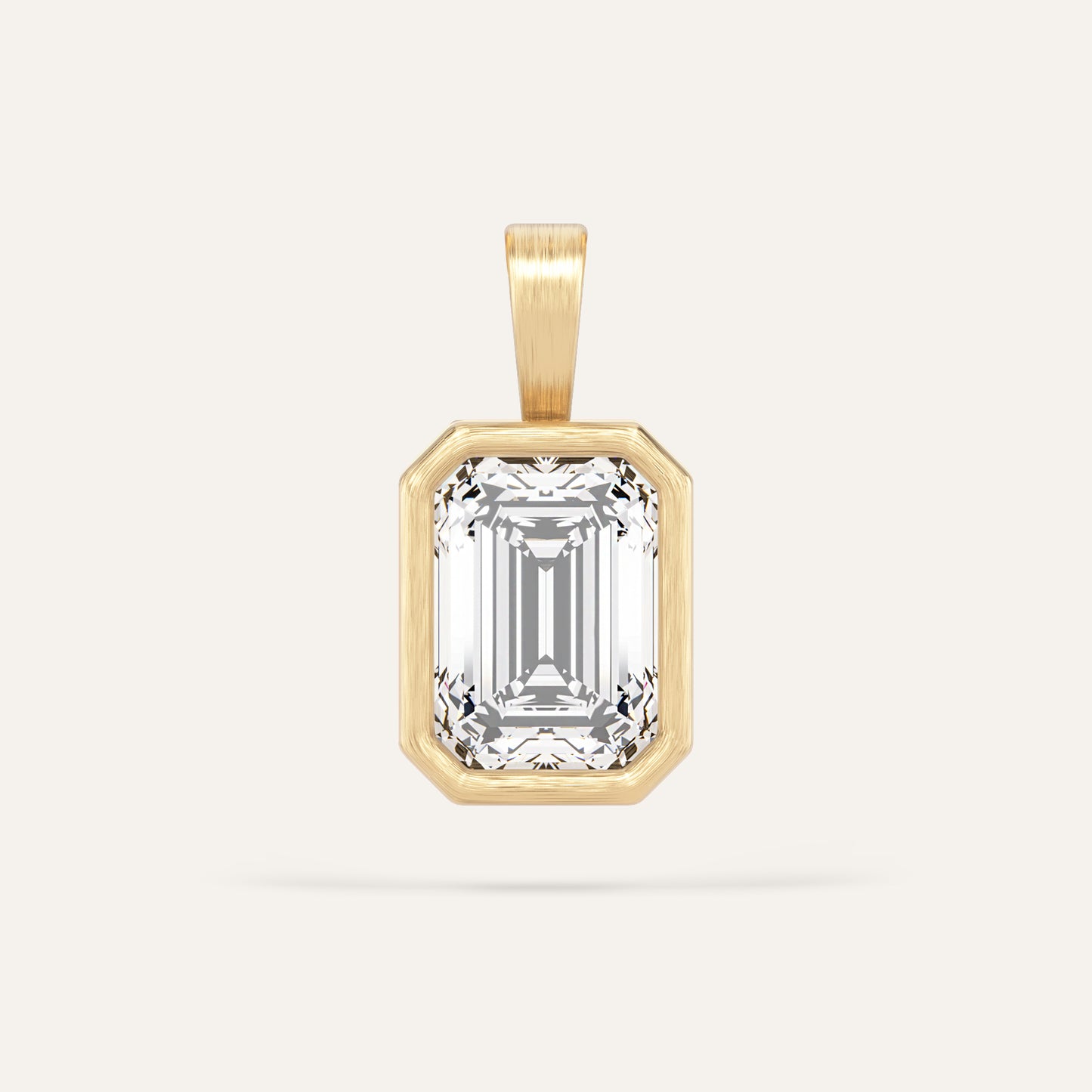 18k Gold Emerald Bezel Lab Diamond Pendant
