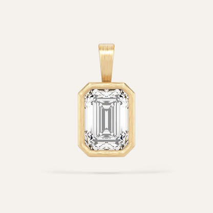 18k Gold Emerald Bezel Lab Diamond Pendant