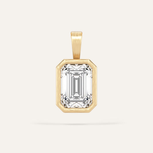 18k Gold Emerald Bezel Lab Diamond Pendant