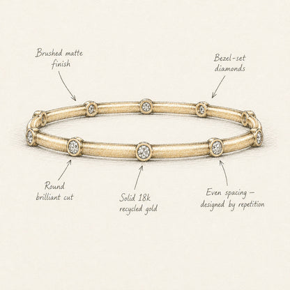 18k Gold Lab Diamond Station Bangle